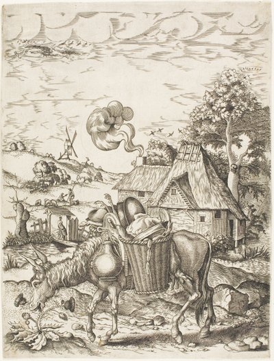 Sembolik Hayvan Figürlerinden Yiyecek Dolu Eşek by Adriaen Pietersz. van de Venne