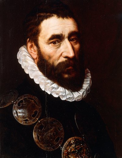Sakallı Bir Adamın Portresi, göğüs boyunda, gorget takmış, by Adriaen Thomasz Key