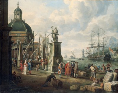 Tüccarlarla bir Akdeniz limanının capriccio