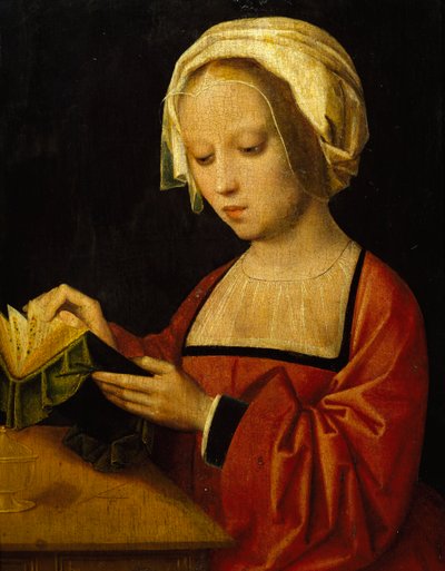 Adrien Ysenbrandt (yaklaşık 1500-1551) tarafından yazılan St Magdalene okuması, panelde yağ by Adriaen Ysenbrandt