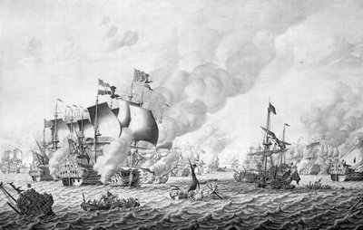 La Hogue Savaşı (Barfleur), 19-24 Mayıs 1692 (panelde grisaille) by Adriaen van Salm