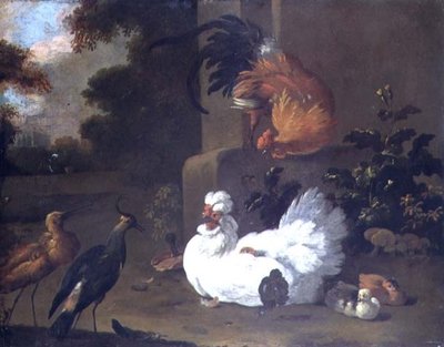 Bir Ruft, bir Lapwing ve bir montaj bloğu tarafından tavuklar by Adriaen van Oolen