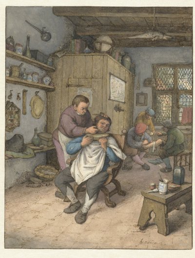 Bir Berber Dükkanı Barbierswinkel by Adriaen van Ostade