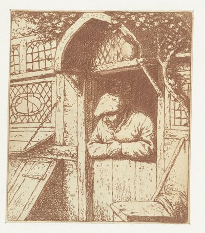 Alt kapıya yaslanmış çiftçi Ön kapıda çiftçi by Adriaen van Ostade