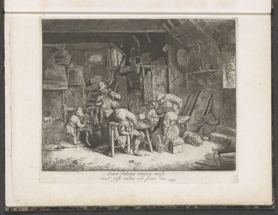 Bir handa yemek yiyen çiftçiler Kahvaltı by Adriaen van Ostade