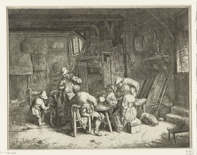 Bir handa yemek yetiştirmek Kahvaltı by Adriaen van Ostade