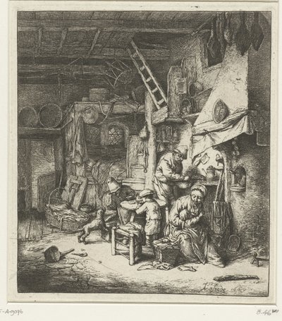 Çiftçi aile iç ev halkı by Adriaen van Ostade