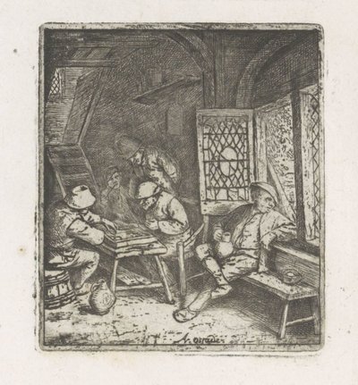 tric-trac oyuncuları ile çiftlik iç by Adriaen van Ostade