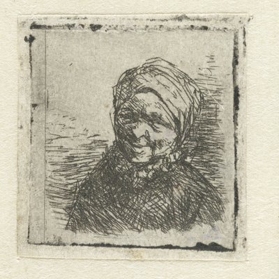 Gülümseyen bir çiftçinin karısının büstü by Adriaen van Ostade