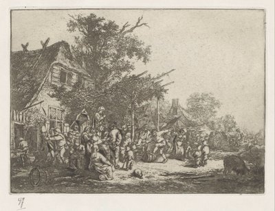 Bir hanın önünde dans eden köylüler by Adriaen van Ostade
