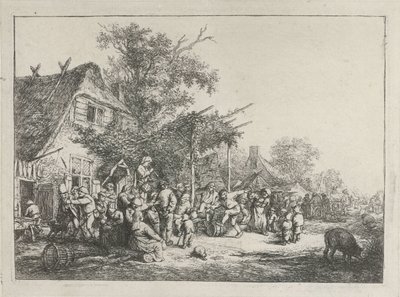 Bir hanın önünde dans eden köylüler by Adriaen van Ostade