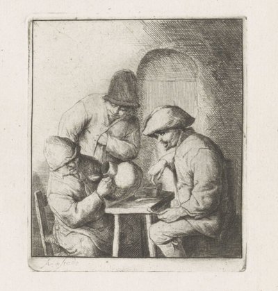 Boş bir sürahi ile üç adam by Adriaen van Ostade