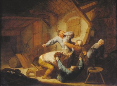 Felemenkçe: Köylüler Bir Handa Kavga Ediyor by Adriaen van Ostade