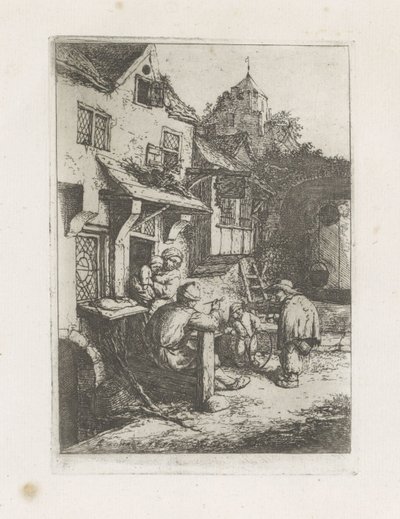 Bir han için kavisli kemancı by Adriaen van Ostade