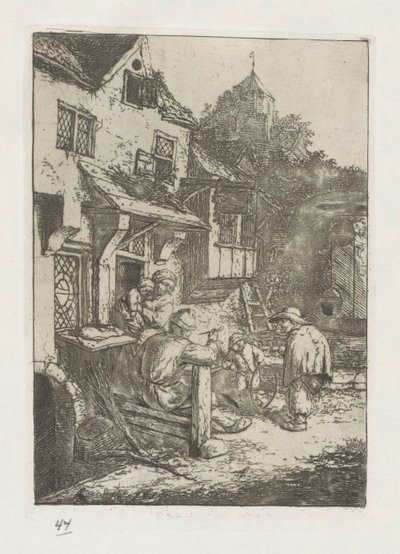 Bir han için kavisli kemancı by Adriaen van Ostade