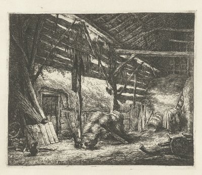 Bir saman ahırının içi ahır by Adriaen van Ostade