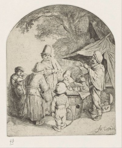 Quack mallarını satıyor by Adriaen van Ostade