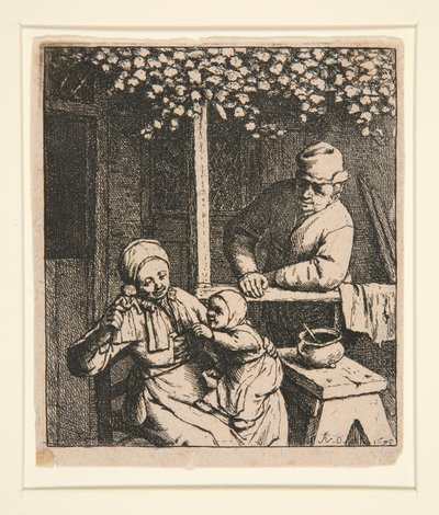 La poup?e arzu?e [Bebekle çocukla alay eden kadın] by Adriaen van Ostade