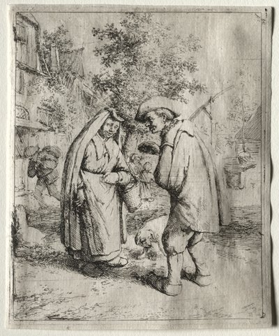 Bir Kadınla Konuşan Adam by Adriaen van Ostade