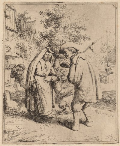 erkek ve kadın konuşuyor by Adriaen van Ostade