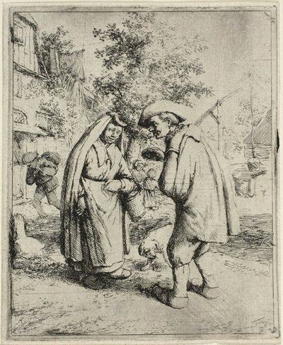 erkek ve kadın, konuşuyor by Adriaen van Ostade