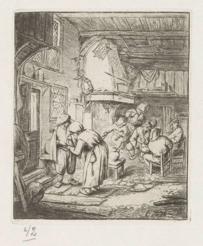 Adam bir handa kadına masraflarını ödüyor by Adriaen van Ostade