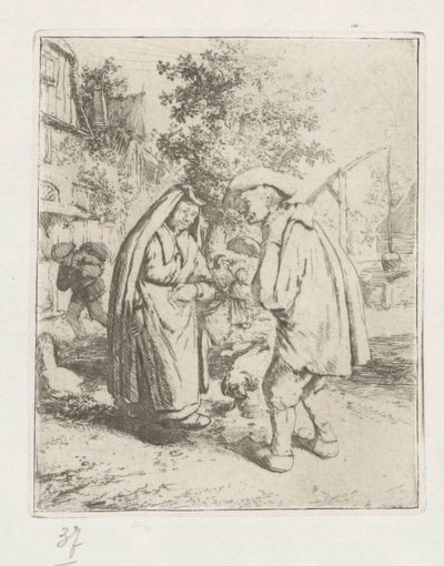 Erkek ve kadın konuşmada by Adriaen van Ostade