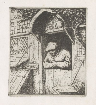 Adam bir alt kapıya yaslanır by Adriaen van Ostade