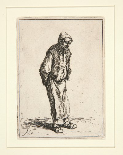 Elleri Arkasında Köylü by Adriaen van Ostade