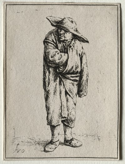 Elinde pelerini olan köylü by Adriaen van Ostade