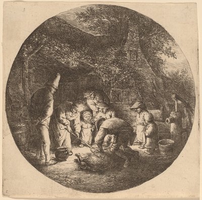 domuz mezbahaları by Adriaen van Ostade