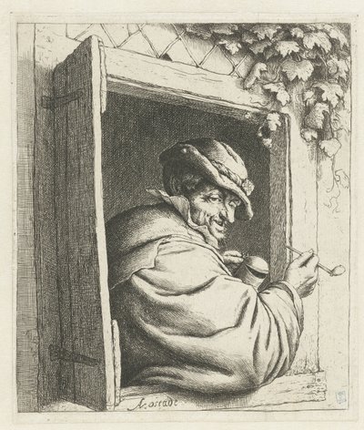 Pencere açıklığında sigara içen çiftçi Pencerede sigara içen by Adriaen van Ostade