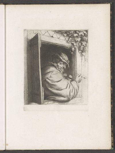 Pencere açıklığında sigara içen adam by Adriaen van Ostade