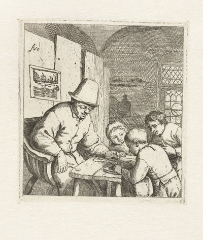 Masada üç öğrenci ile okul müdürü Okul by Adriaen van Ostade