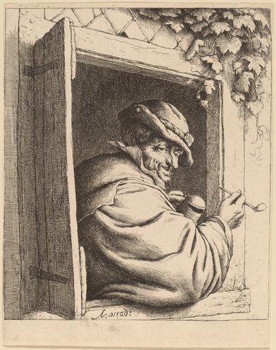 Pencerede sigara içen by Adriaen van Ostade