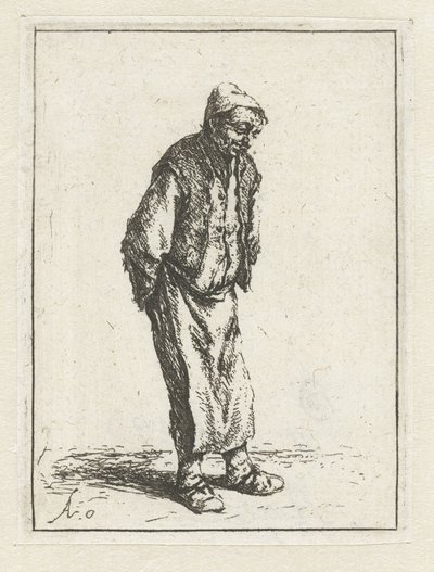 Elleri arkasında duran çiftçi Elleri arkasında dilenci by Adriaen van Ostade