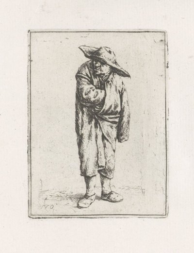 Pelerinin içinde el ile ayakta çiftçi by Adriaen van Ostade