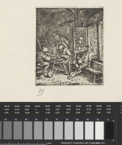 Bir handa Trictrac oyuncuları by Adriaen van Ostade