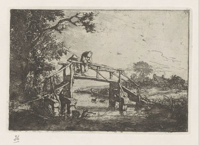 Bir köprüde iki balıkçı by Adriaen van Ostade