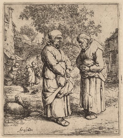 iki dedikodu by Adriaen van Ostade