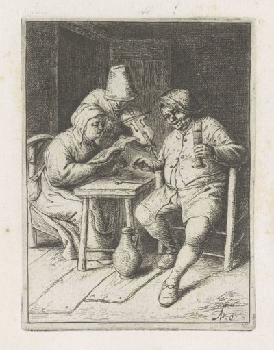 Masada bir çift ile kemancı Konser by Adriaen van Ostade
