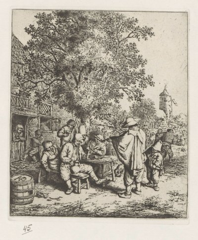 Kemancı ve genç bir lir çalar by Adriaen van Ostade