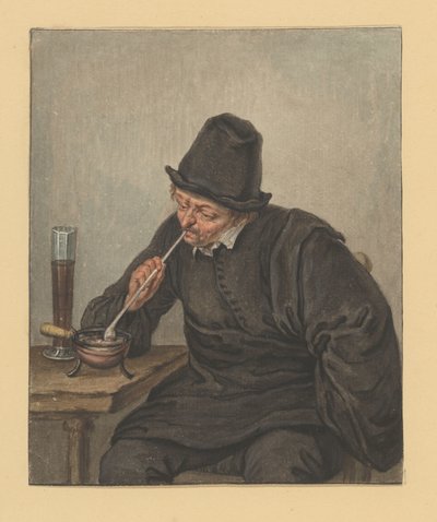 Oturan adam piposunu yakıyor by Adriaen van Ostade