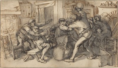 Bir Tavernada Kavga Eden Köylüler by Adriaen van Ostade and Cornelis Dusart