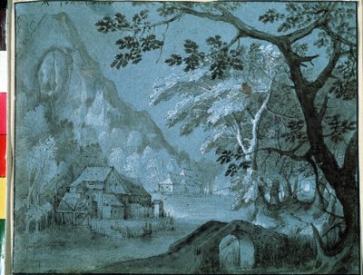 Değirmenli bir dağ gölünün manzarası (Dağ gölünde bir değirmenin olduğu manzara). Adriaen Van Stalbemt