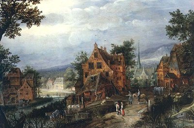 Figürlü Köy Manzarası by Adriaen van Stalbemt