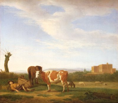 Uyuyan Bir Çobanla Pastoral Bir Manzara, 17. Yüzyıl by Adriaen van de Velde