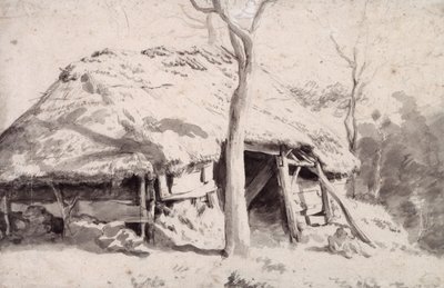 Ormanda Bir Koyun Ağı (tebeşir ve yıkama) by Adriaen van de Velde