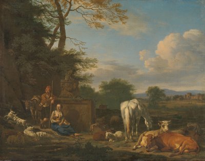 Dinlenme Çobanlar ve Hayvanlar ile Arkadya Manzara by Adriaen van de Velde