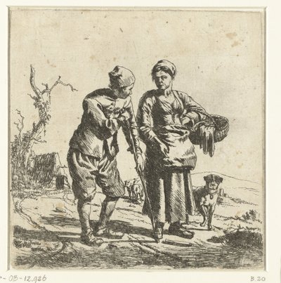 Çiftçi ve çiftçinin karısı konuşmada by Adriaen van de Velde